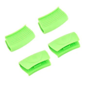 

4pcs Silicone Pot Handle Cover Anti-scald Grips Heat Resistant Pot Holder Protector Kitchen Tools (Green)