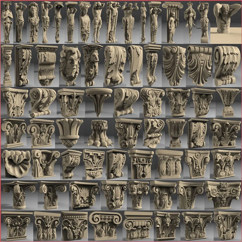 171 шт 3D STL модель chapiter декор для ЧПУ 4 оси гравер carvingbeed рельеф для ЧПУ маршрутизатор Aspire artcam_поддерживает подставки ноги