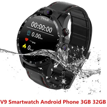 

V9 Smart Watch Android phone 3GB+32GB 5.0MP+5.0MP 800mAh Battery GPS Pport Smartwatch Men IP67 Waterproof PK X360 DM99 DM98