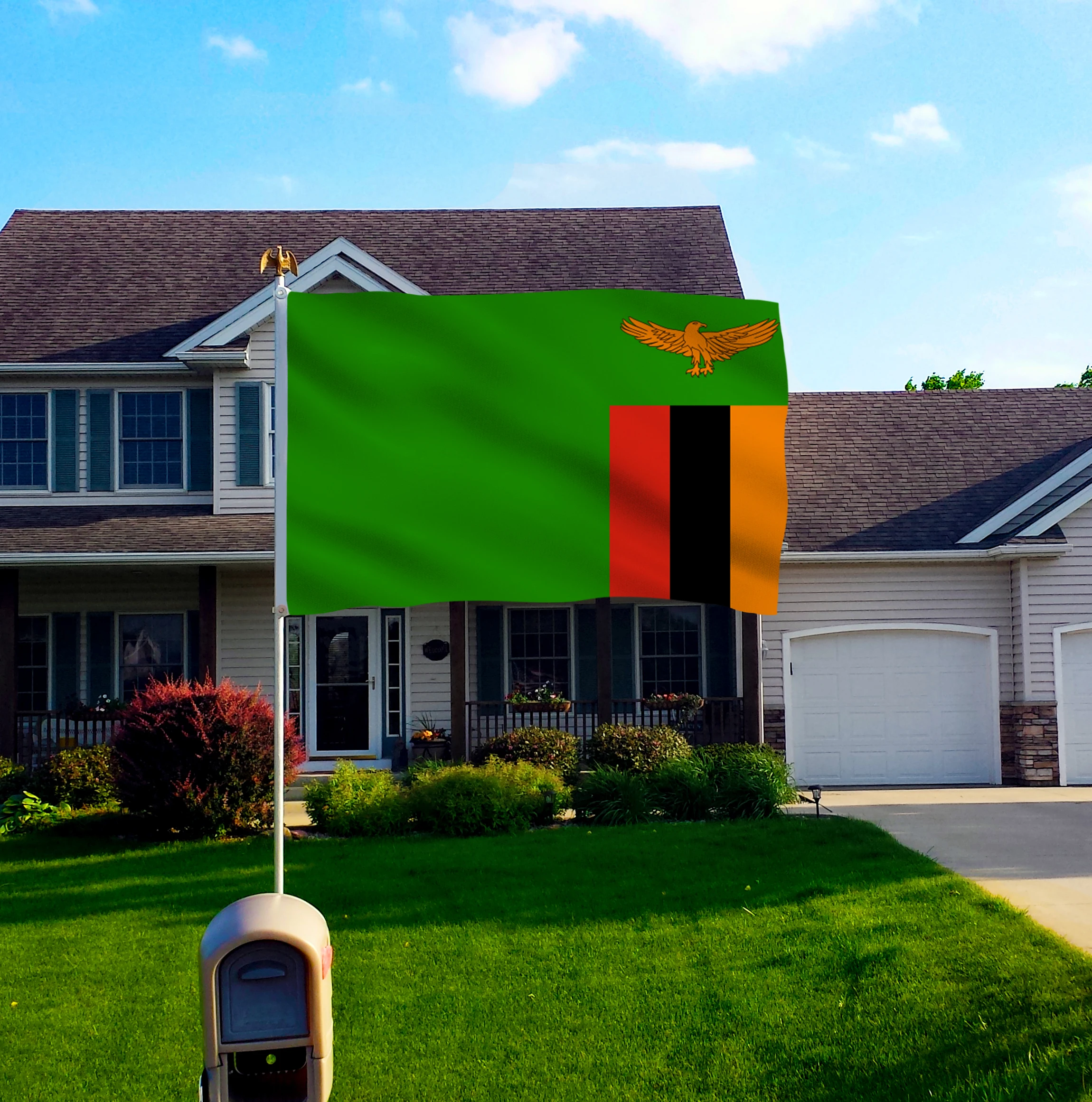 Замбии флаг из полиэстера, флаг 5*3 фута 150*90 см Высокое качество висит и полет