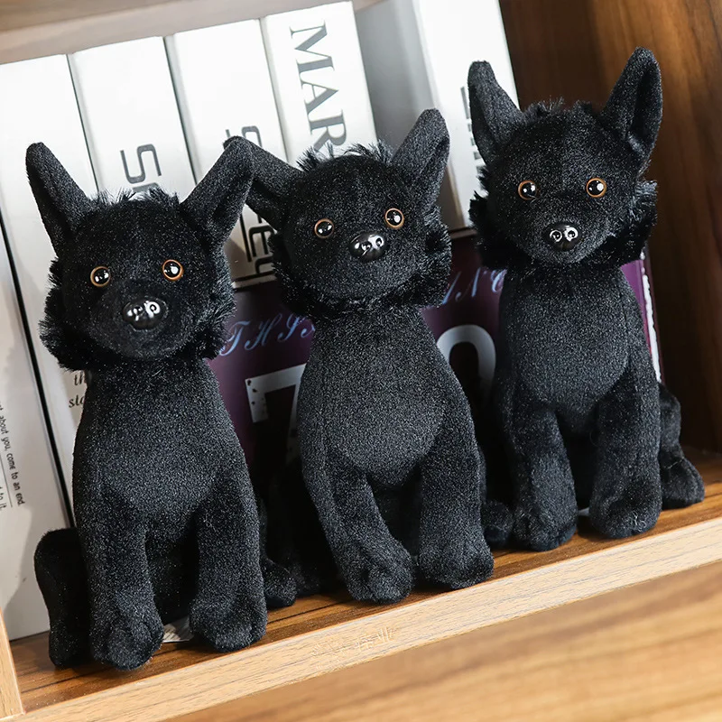 Simulation animal cute little black dog plush toy doll gift for kids