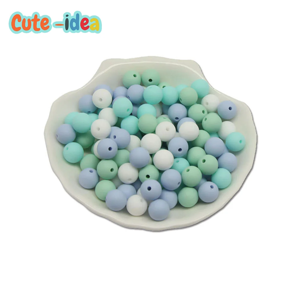 

Cute-idea 12mm Silicone Beads 500pcs Food Grade Baby Teething Beads Nursing Bracelet Silicone Tiny Rod Baby Teether Toy Pacifier