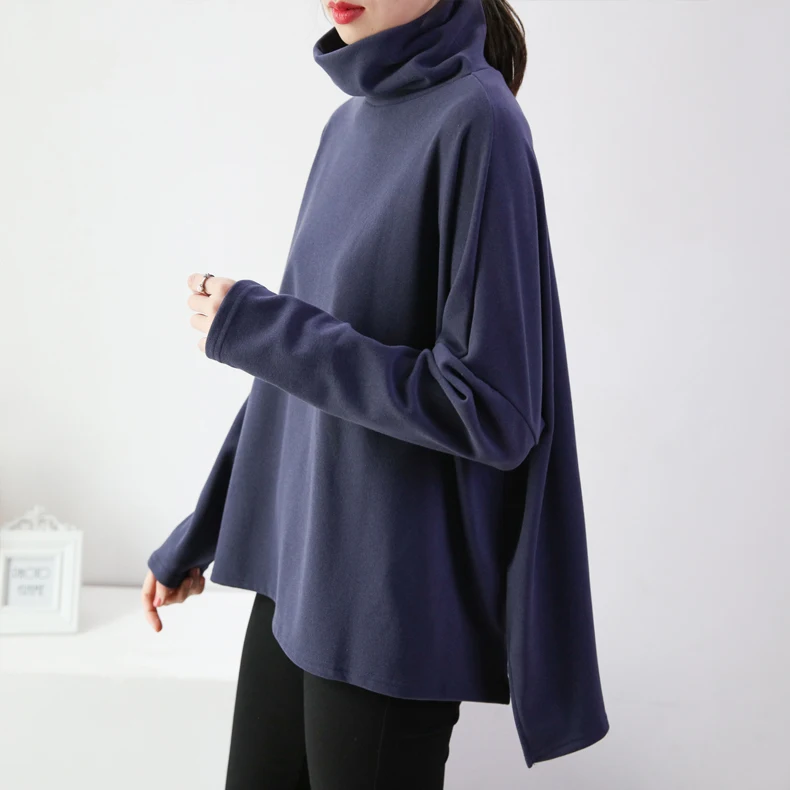 Cena SuperAen koszulka z golfem kobieta 2019 jesień i zima nowy rozmiar Pluz t shirty damskie w stylu koreańskim dzika bawełna bluzki damskie