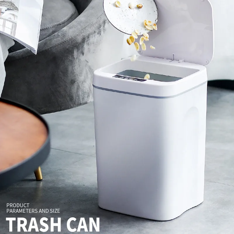 

16L Intelligent Trash Can Automatic Sensor Dustbin Smart Sensor Electric Waste Bin Home Rubbish Can For Kitchen Bathroom Garbage
