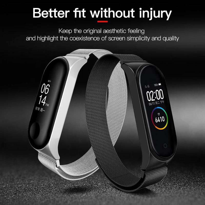 BAPICK металлический ремешок из нержавеющей стали для Xiaomi mi Band 4 3 ремешок Смарт-часы Band mi Band 3 4 браслет Pulseira mi band 4 3 ремешок