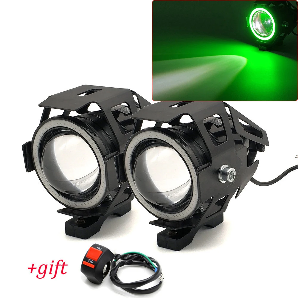 

U7 LED Light Motorcycle Angel Eyes Headlight Spotlights Auxiliary Bright Fog Light For Honda XR125 CRM250R CRF 250 L M 1000L