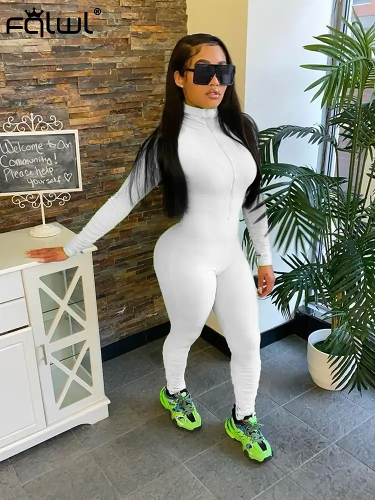 FQLWL Long Sleeve Ribbed Knitted White 