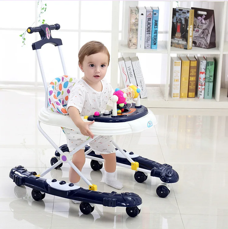 

988 # Children Baby Walker 6/7-18 Months Anti-Falling Multi-functional with Music Hand Push Box Walking Frames