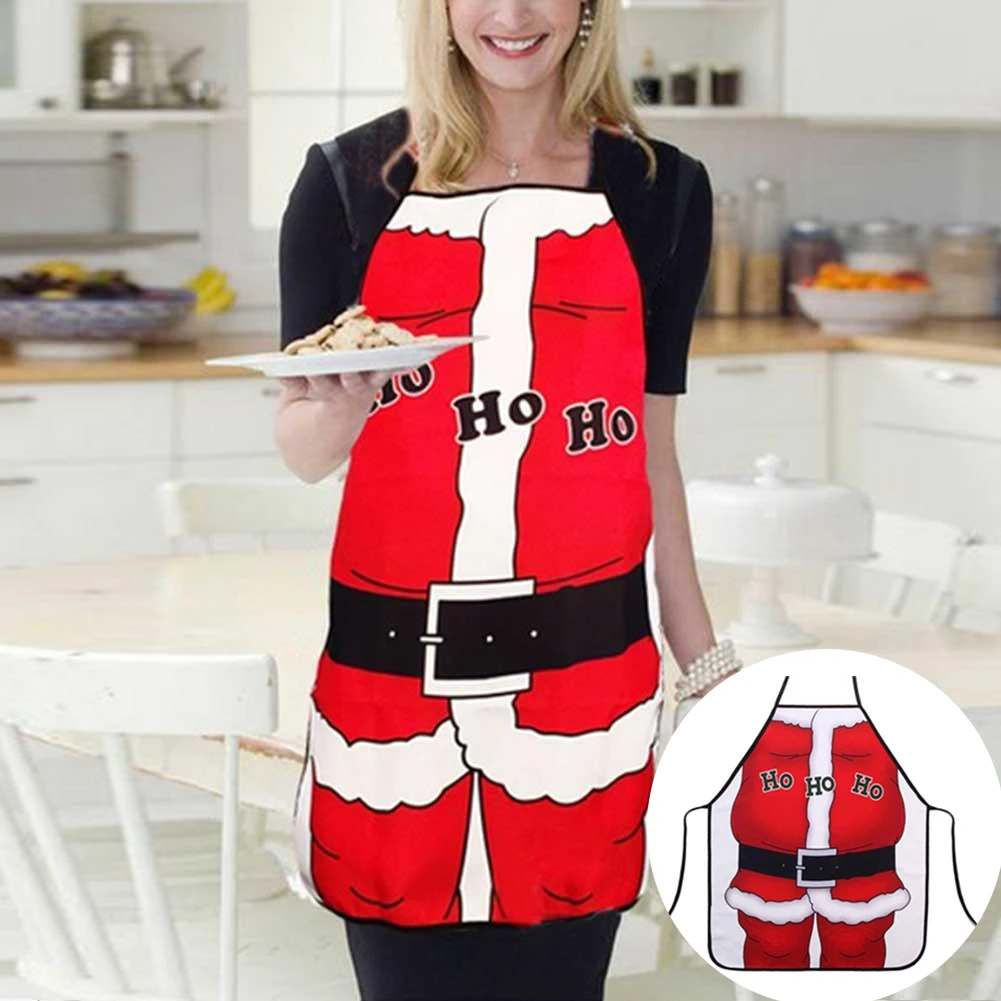 Xmas Apron 50x70cm Funny Kitchenware Santa Dacron Adult Black Decoration Party Cook Restaurant Waiters Christmas