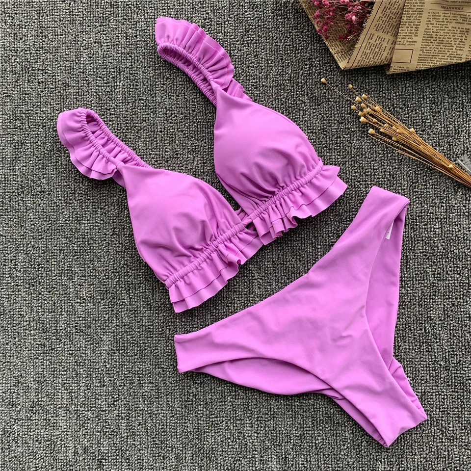 Sexy Bikinis Ruffles Swimsuit Deep V Female Low Waist Swimming Suit Summer Beach Wear Women Bathing Suit Backless Swimwear Women Sexy Bikinis Ruffles Swimsuit Deep V Female Low Waist Swimming Suit Summer Beach Wear Women Bathing Suit Backless Swimwear Women