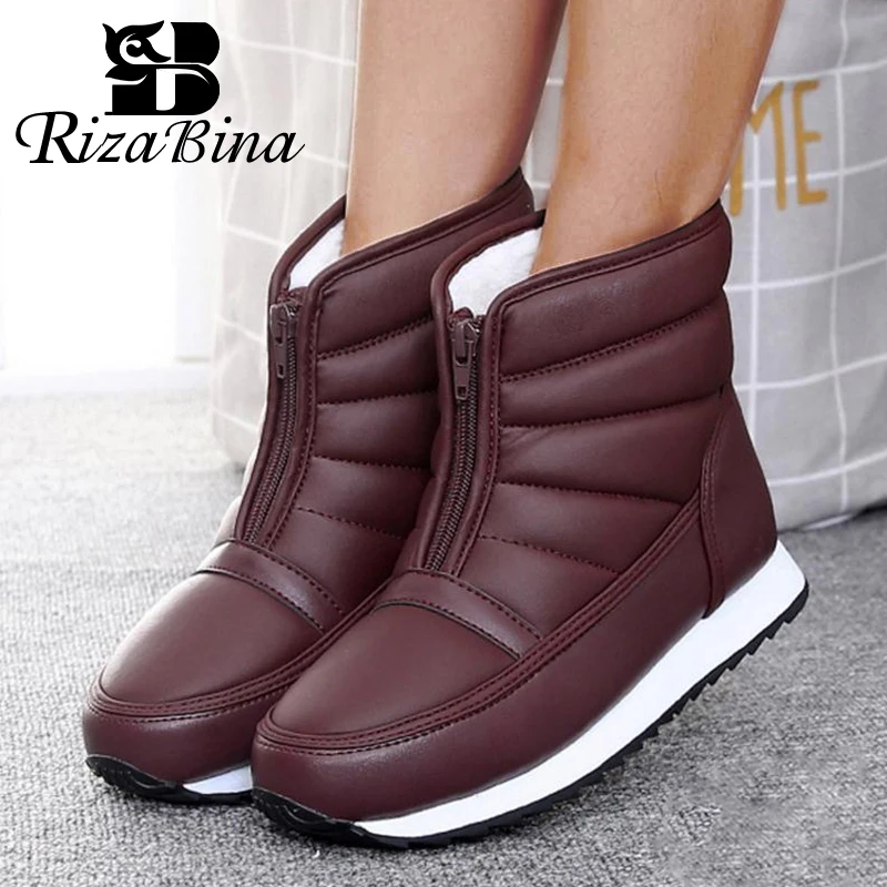 RIZABINA/Размеры 35-42 Женские зимние ботинки Модная теплая зимняя обувь на толстом