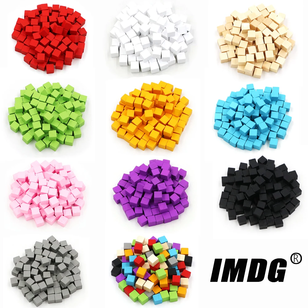 Blank Dice Wood-Cubes-Blocks Board-Game 1000pcs 10mm Square Corner-Color Early-Education