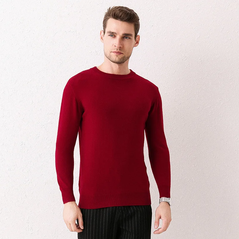 

Men Woollen Sweater Autumn And Winter Crew Neck Thin Middle-aged Pullover Sweater Long Sleeve Base Shirt Business Casual Sweater