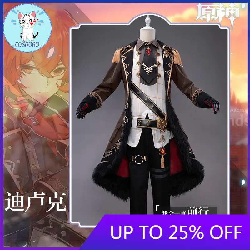 

COSGOGO Genshin Impact Mondstadt Diluc Game Suit Gorgeous Handsome Uniform Cosplay Costume Halloween Party Outfit Men 2020 NEW