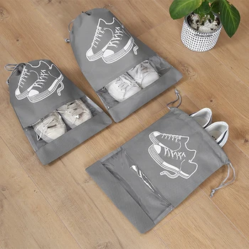

Vacclo Non-woven Shoes Drawstring Storage Bags Folding Slipper High-heeled Shoes Pouch Travel Waterproof Makeup Organizer Supply