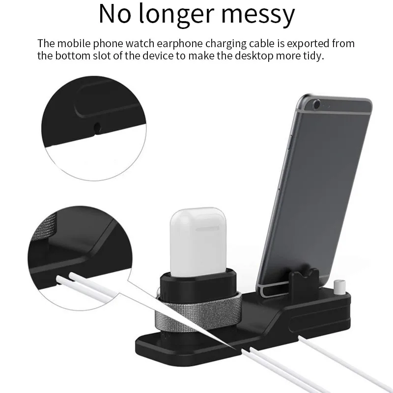 Беспроводной Зарядное устройство подставка для IPhone airpods Apple Watch, док-станция для зарядки Зарядное устройство для наручных часов Apple Watch Series 4/3/2/1 IPhone X 8 XS