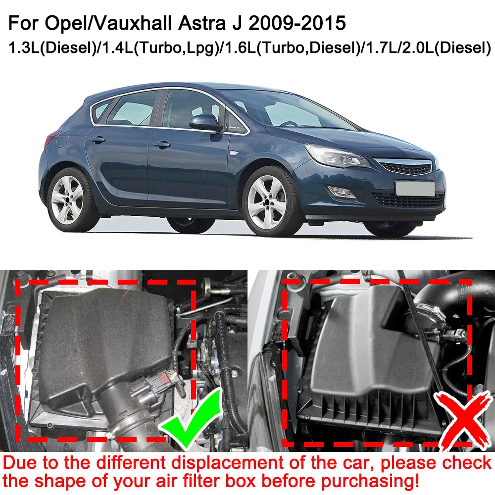 Воздушный фильтр для Opel Vauxhall Astra J 2009 2010 2011 2012 2013 13272719 834126 1.3L 1.4L 1.6L 1.7L 2.0L двигателя автомобиля Kit
