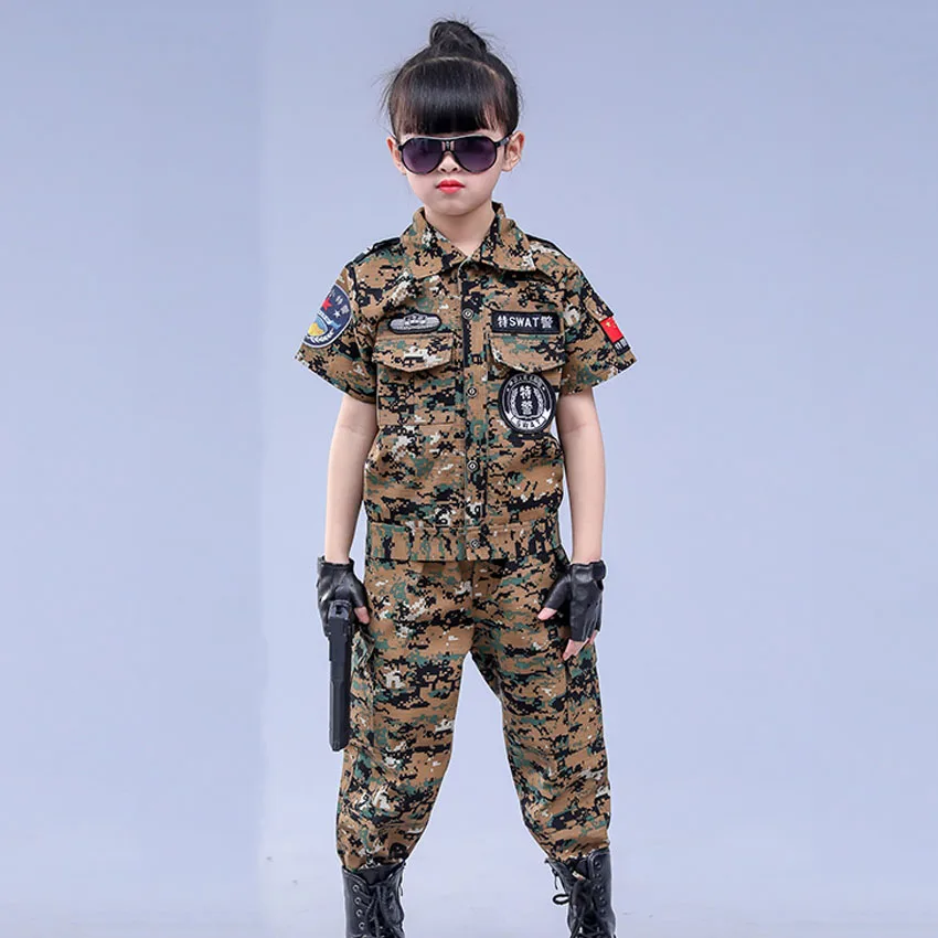 100-170cm Children Boys Carnival Birthday Gift Military Uniform Teenager Army Suit Cambat Jacket Halloween Cosplay Costume