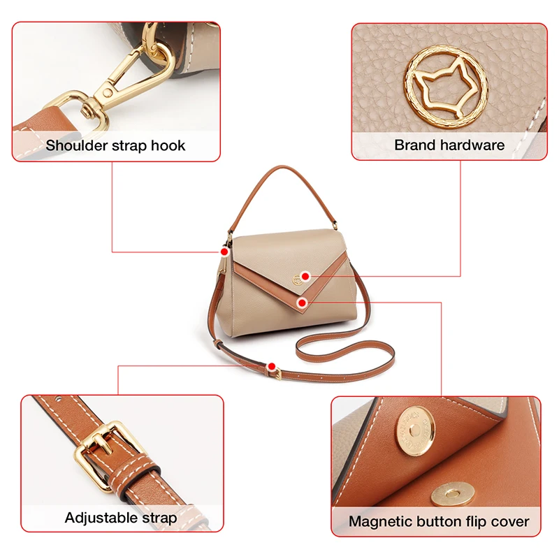 US $66.31 Foxer Fashion Designer Female Shoulder Bags Leather Handle Crossbody Bag For Women Elegant Soft Small Totes Lady Purse