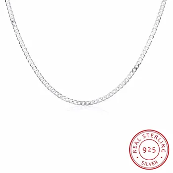 

4mm Mens Sideways Necklace Link Chains Necklace,vintage 925 Sterling Silver For Women,30 Inch Simple Geometric Silver Necklace
