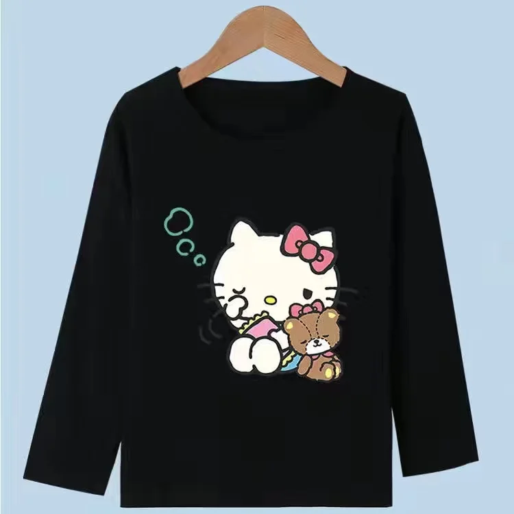 thumbnail image 1 of Hello Kitty dibujos animados Primavera Verano niños algodón manga larga Camiseta medio pequeño niños camisa inferior niño y niña niños, 1 of 5