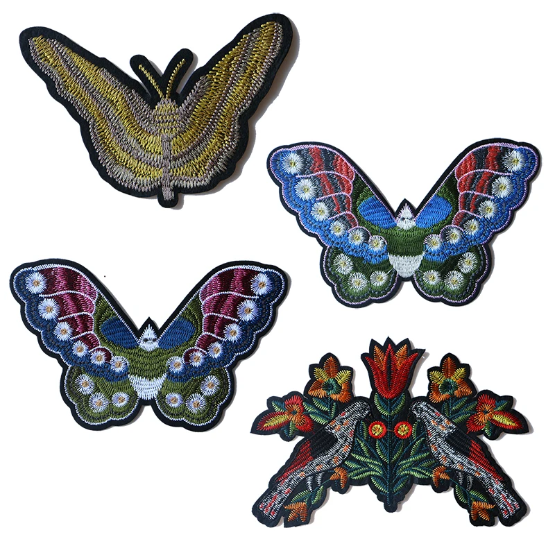 

1 PCS Colorful Butterflies Embroidered Iron on Patches for Clothing DIY Stripes Clothes Patchwork Sticker Custom Flowers Badges