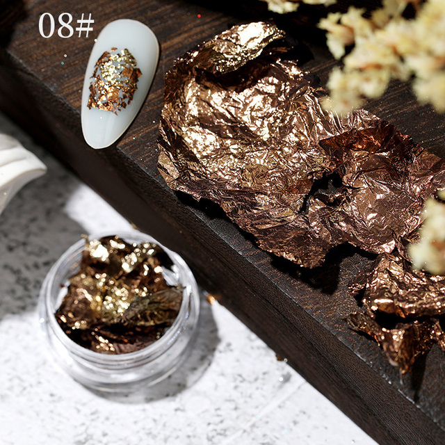 Foil Sequins For Nails Gold Silver Irregular Glitter Flakes Mirror Chrome Powder Manicuring Winter Decorations