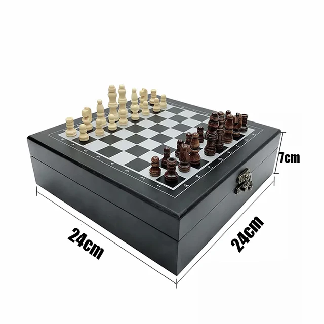 Best Quality 4-in-1 With High-Quality Wooden Folding Chess Set Game Board Chip Dice Domino Children Adult Family Game For Beginners Gift.
