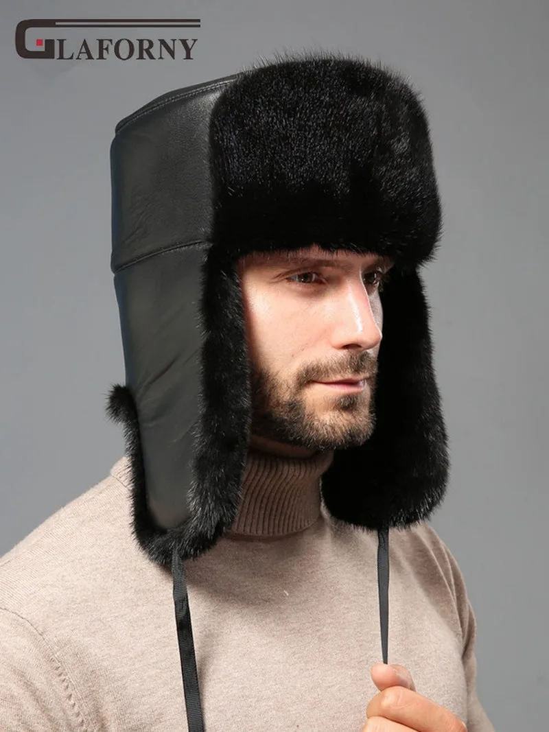 Glaforny шляпа Leifeng зимняя овечья одежда утолщенная для сохранения тепла защита ушей мех норки анти-снег старый человек хлопковая шапка