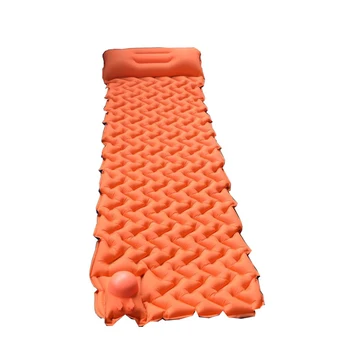 

Camping Mat Inflatable Sleeping Pad Moistureproof Air Mattress Cushion Sofa Bed Outdoor Beach Mattress with Pillow Orange