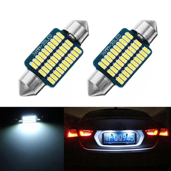 

2x Car Led Error Free 36mm C5W 3014 SMD Lamp 12V License Number Plate Light For Renault Megane 2