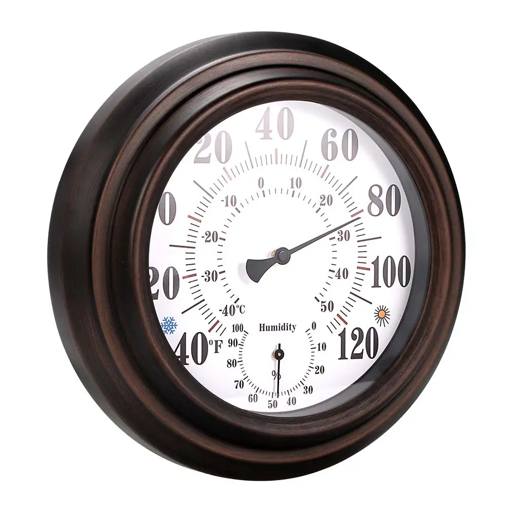 Thermometer Hygrometer Wall Metal Decorative Big Hanging Hygrometer Round Beautiful Thermometer For Room Kitchen Patio