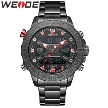 

WEIDE Luxury Brand Quartz Digital Movement metal case black Strap Luminous Chronograph Calendar Men Wristwatch Relogio Masculino