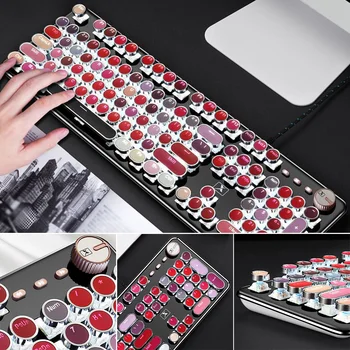 

K520 Lipstick Color Professional USB Ergonomics Wired Metal Gaming Mechanical 104 Keys Computer Accessory Keyboard Desktop