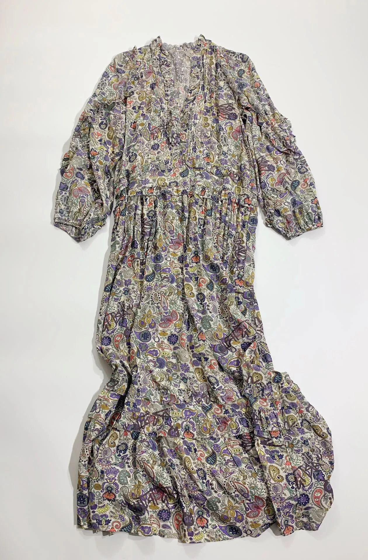

Women Dress Paisley flower Printed 100% Viscose Long Dress