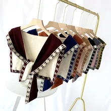 Atada e decorada com fio de lã ombros femininos falso duas peças pescoço cachecol de malha xale acessórios