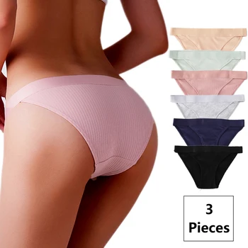 

3pcs Set Sexy T Back Sports Panties Seamless Thong G String Mid Waist Women Cotton Underpants Tanga Briefs Fitness Underwear