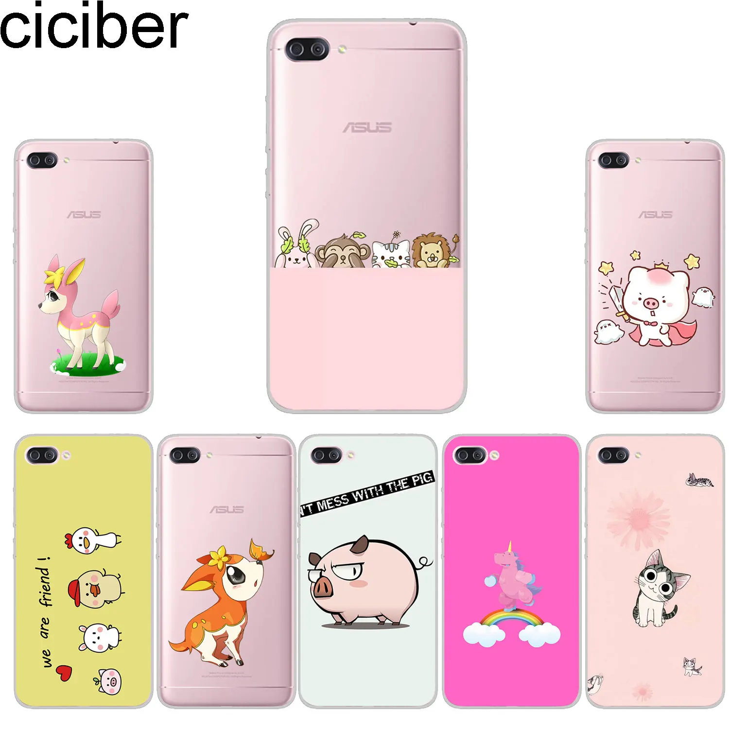 

ciciber Phone Cases For ASUS Zenfone 4 Max Plus Pro Live 3 GO Case Soft Back Cover ZC520KL ZB501KL ZC554KL ZB500KL Animal Pig