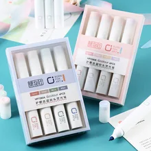 

4pcs/set Soft Brush Highlighter Pen Colorful Marker Pen Fluorescent Pen Text Key Word Markers Kawaii Stationery School Supplies