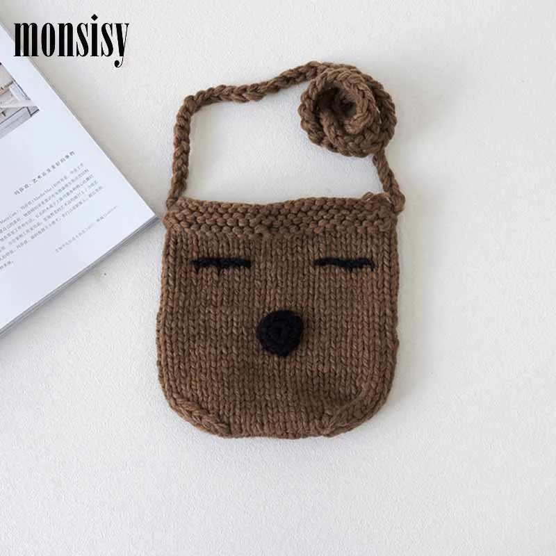 Monsisy Детский кошелек для мальчиков, сумочка для девочек, кошелек для монет, сумка через плечо, маленький кошелек для детей, детская вязаная сумка на плечо, bolso - Цвет: khaki