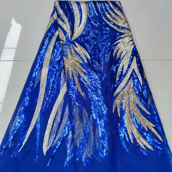 

Lace Fabric Net Sequins Bridal Royalblue Color French African Nigerian Latest Design High Quality Tulle 2020 Stylish Embroidery