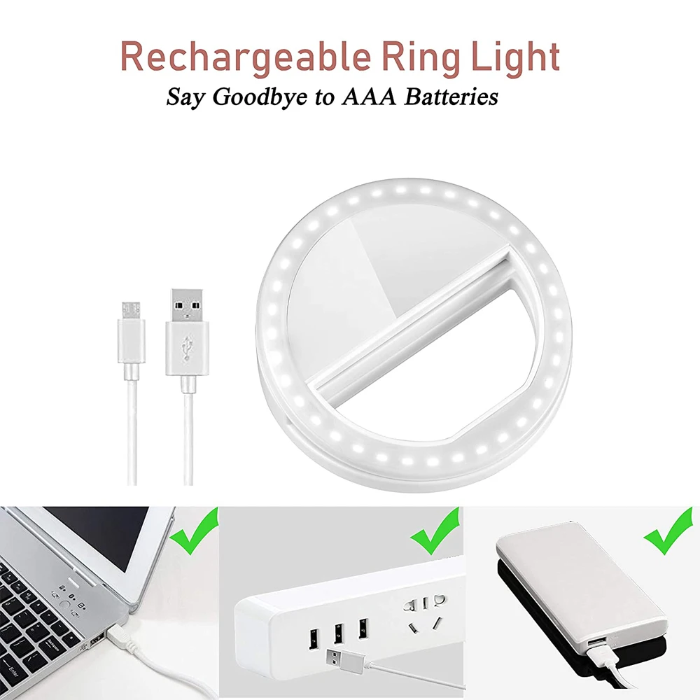 Tanie 5V USB akumulator ściemniania Selfie lampa pierścieniowa LED piękno wypełnić sklep