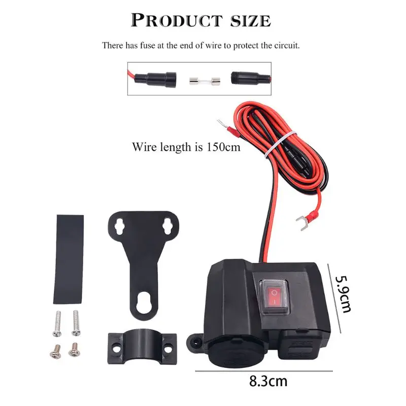 12V водонепроницаемый мотоцикл двойной USB телефон розетка зарядное устройство светодиодный автозапчасти