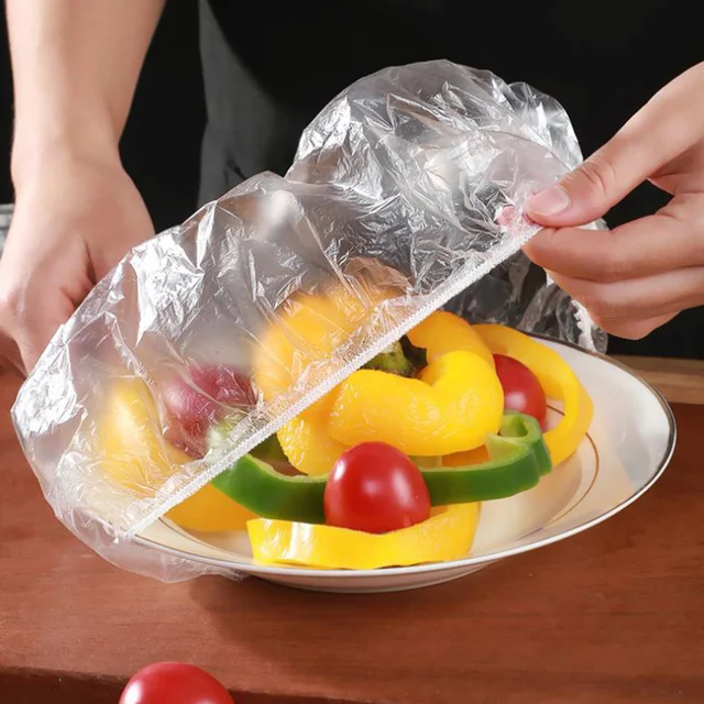 100pcs Disposable Food Cover kithchen Refrigerator fruit food  Stretch Leftovers protection flim Dustproof Bowls Cups Caps bag 2
