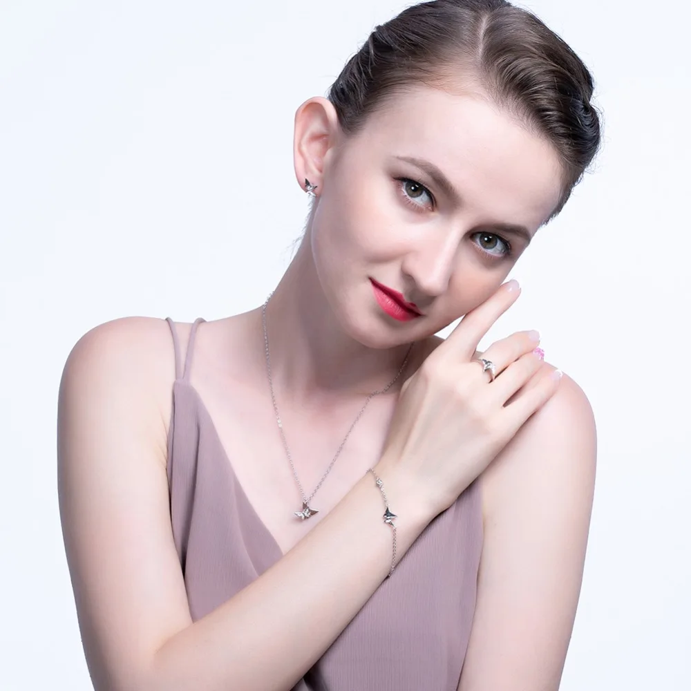 ORSA JEWELS подлинное 925 женское ожерелье с бабочкой АААА циркониевое Серебро Цвет Стерлинговое Серебро Ожерелье Ювелирные украшения SN160