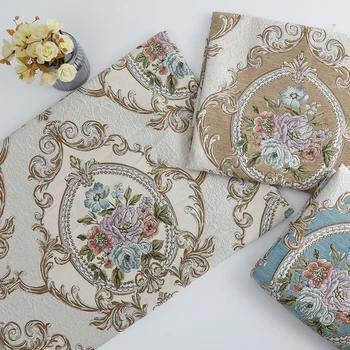 

Wide 57" Jacquard Damask Chenille Upholstery Pouffe Sofa Fabric Pillow Covers Luxury Bay Window Material By the Yard Material