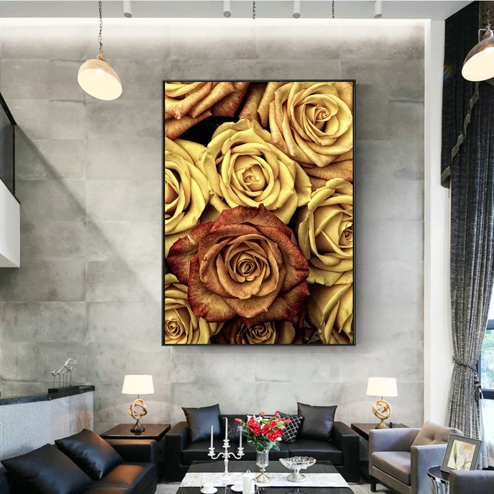 

Modern Yellow Rose Canvas Paintings On The Wall Posters And Prints Valentine Flowers Wall Art Canvas Pictures Home Wall Decor