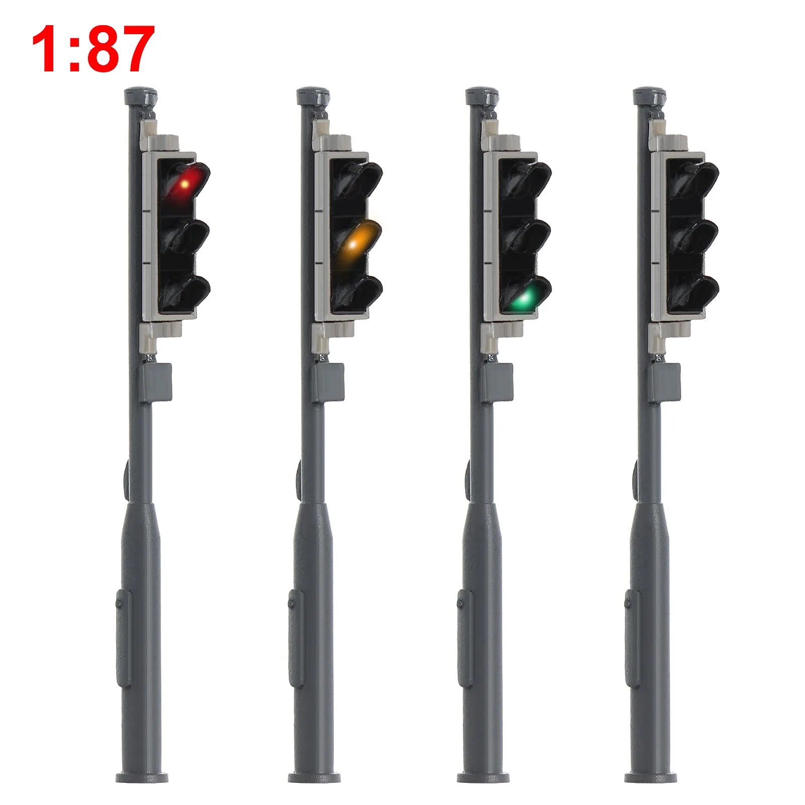 4pcs HO Scale Model Traffic Signals Red/Yellow/Green 187 Block Signal