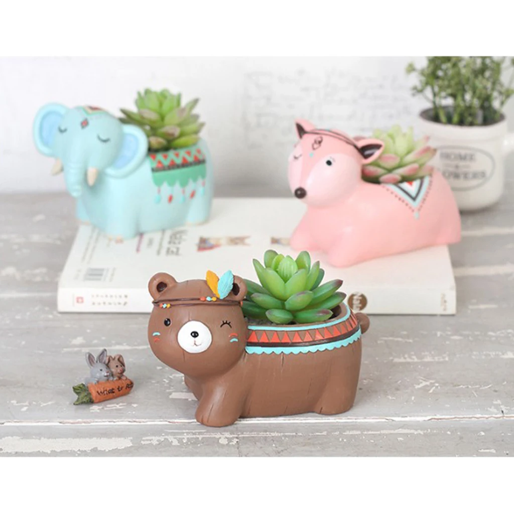 Resin Succulent Pot Cacti Plant Box Fairy Garden DIY Indoor Outdoor Decor