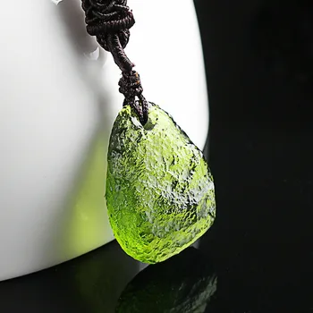 Crystal Green Moldavite Meteorite Glass Necklace